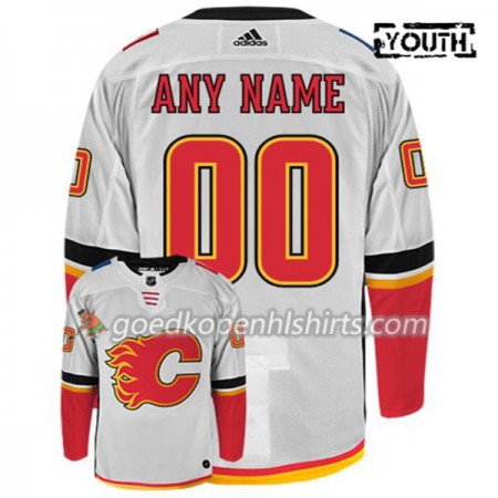 Calgary Flames Custom Adidas Wit Authentic Shirt - Kinderen